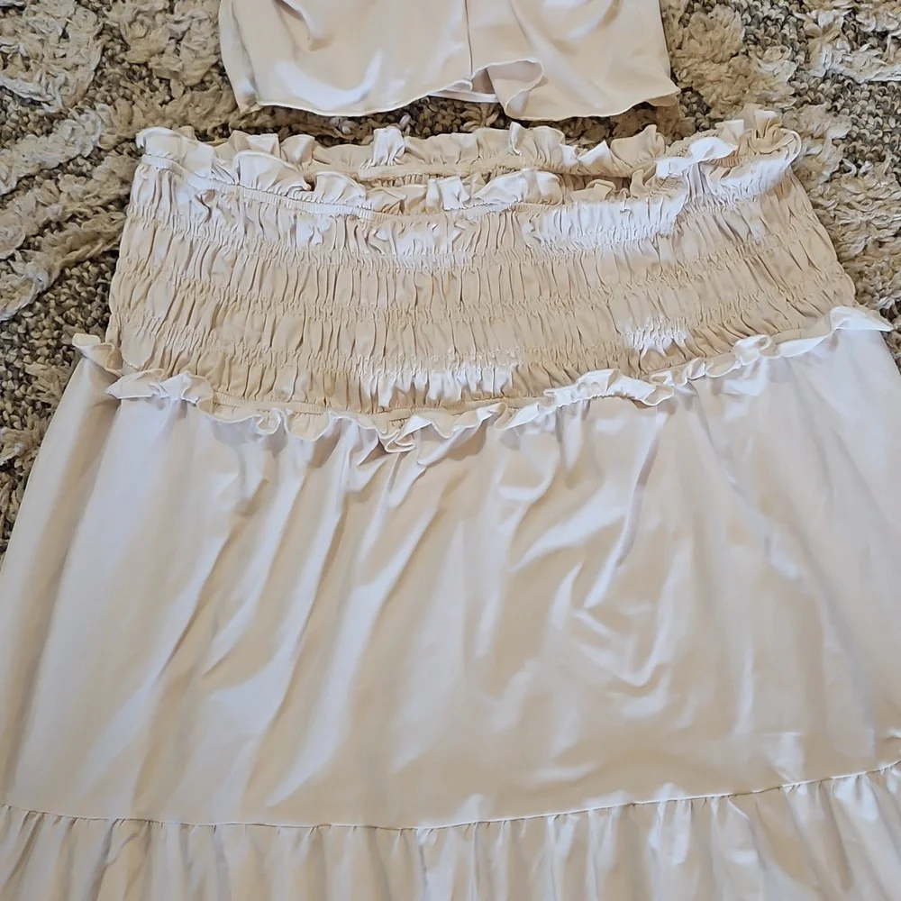 White Two-Piece Ruffle Set - Picture 2 of 3